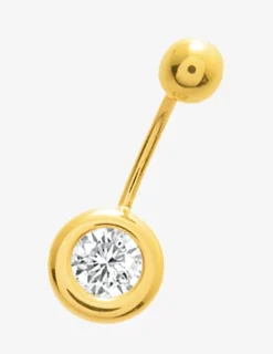 Piercing de nombril or jaune 750 ‰ et oxyde de zirconium 6 mm SO OR