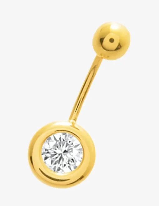 Piercing de nombril or jaune 750 ‰ et oxyde de zirconium 6 mm SO OR