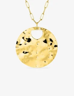 Sautoir en acier doré pendentif rond SO OR