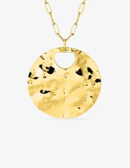 Sautoir en acier doré pendentif rond SO OR