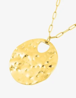 Sautoir en acier doré pendentif rond SO OR