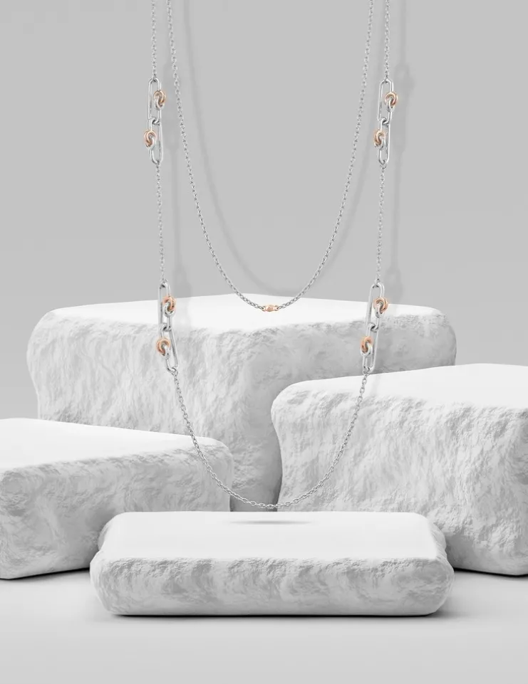 Sautoir fantaisie bicolore argent 925 ‰ SO OR