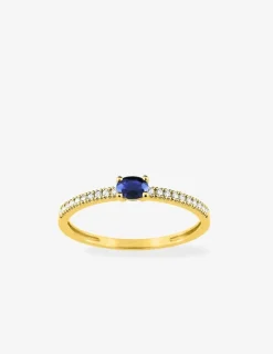 Solitaire accompagné or jaune 750‰, saphir et oxydes de zirconium SO OR