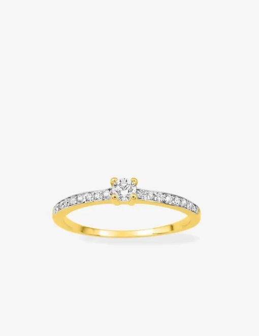 Solitaire accompagné plaqué or, rhodium et oxyde de zirconium 3 mm SO OR