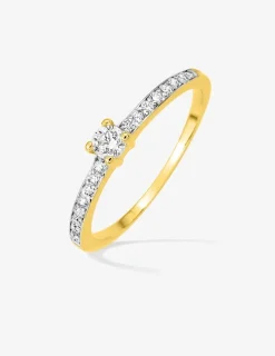 Solitaire accompagné plaqué or, rhodium et oxyde de zirconium 3 mm SO OR