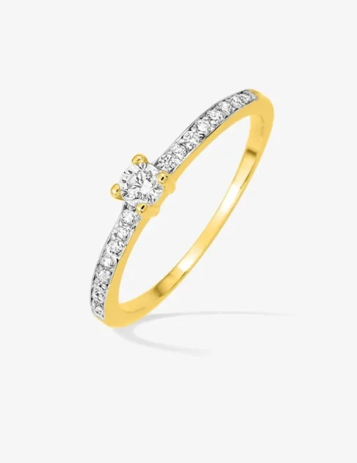 Solitaire accompagné plaqué or, rhodium et oxyde de zirconium 3 mm SO OR