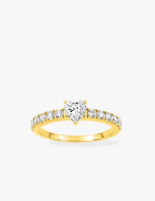 Solitaire accompagné plaqué or, rhodium et oxyde de zirconium cœur SO OR