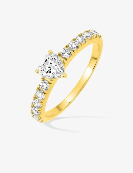 Solitaire accompagné plaqué or, rhodium et oxyde de zirconium cœur SO OR