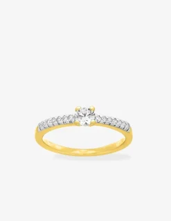 Solitaire accompagné plaqué or et oxyde de zirconium 4 mm SO OR