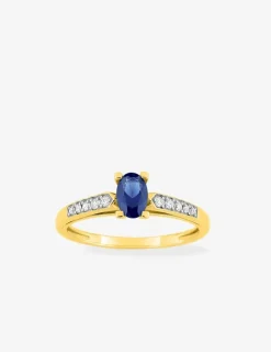 Solitaire accompagné plaqué or, rhodium et oxyde de zirconium bleu foncé SO OR