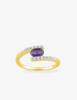Solitaire accompagné plaqué or, rhodium et oxyde de zirconium violet SO OR