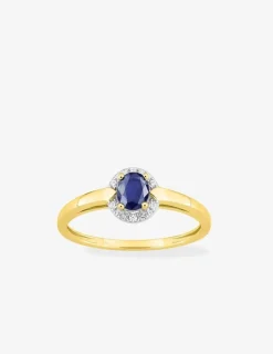 Solitaire accompagné plaqué or, rhodium et oxyde de zirconium bleu SO OR