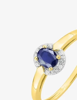 Solitaire accompagné plaqué or, rhodium et oxyde de zirconium bleu SO OR