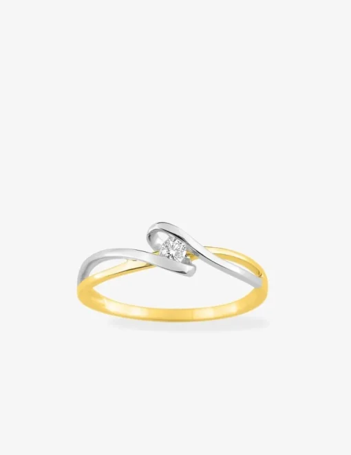 Solitaire fantaisie bicolore or 375‰ et oxyde de zirconium SO OR