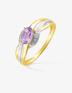 Solitaire fantaisie or jaune 375‰, rhodium et améthyste SO OR