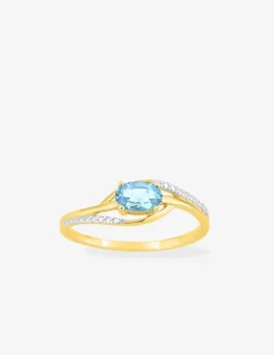 Solitaire fantaisie or jaune 375‰, rhodium, topaze et oxydes de zirconium SO OR
