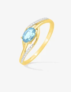 Solitaire fantaisie or jaune 375‰, rhodium, topaze et oxydes de zirconium SO OR