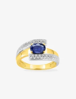 Solitaire fantaisie plaqué or, rhodium et oxyde de zirconium bleu SO OR