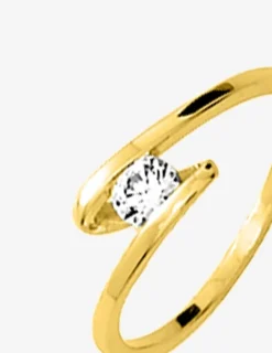 Solitaire monture croisée plaqué or et oxyde de zirconium 4 mm SO OR