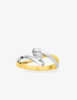 Solitaire monture entrelacée plaqué or, rhodium et oxyde de zirconium 3 mm SO OR