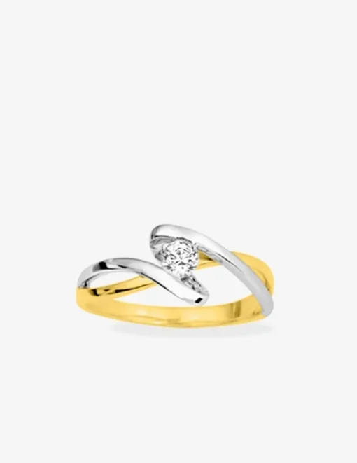Solitaire monture entrelacée plaqué or, rhodium et oxyde de zirconium 3 mm SO OR