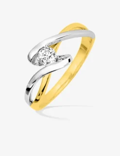 Solitaire monture entrelacée plaqué or, rhodium et oxyde de zirconium 3 mm SO OR