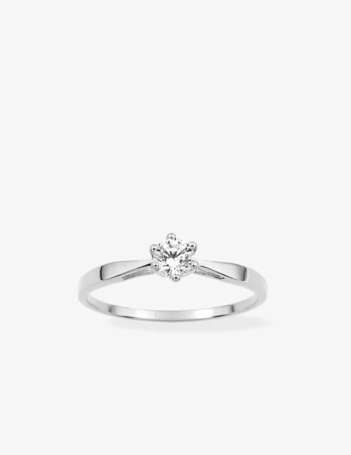 Solitaire or blanc 375‰ et oxyde de zirconium 0,22 ct SO OR