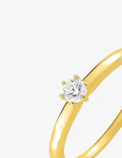 Solitaire or jaune 375‰ et oxyde de zirconium 0,15 ct SO OR