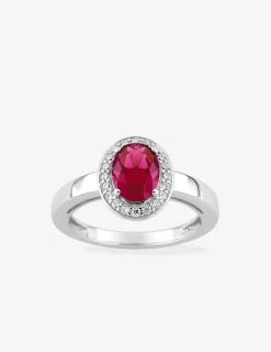 Solitaire oxyde de zirconium rouge accompagné argent 925‰ rhodié SO OR