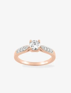 Solitaire plaqué or rose, rhodium et oxyde de zirconium 5 mm accompagné SO OR