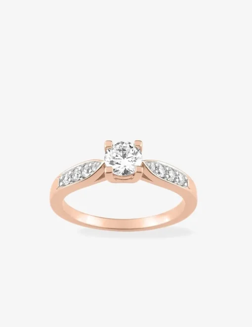 Solitaire plaqué or rose, rhodium et oxyde de zirconium 5 mm accompagné SO OR