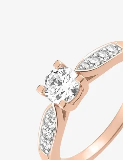 Solitaire plaqué or rose, rhodium et oxyde de zirconium 5 mm accompagné SO OR